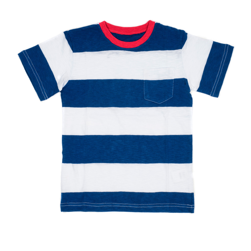 Boy's Short Sleeves Striped Printed T-Shirts